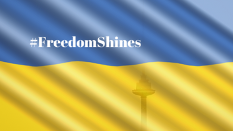 Ukrainian flag TV tower